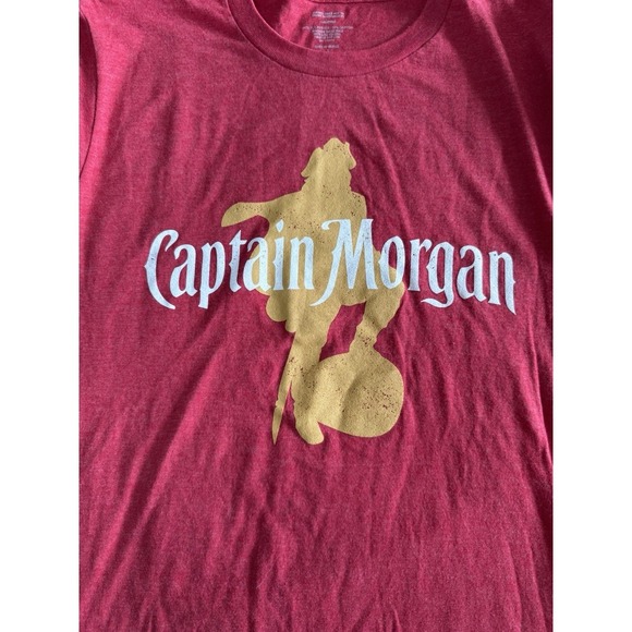 Captain Morgan Red Rum T Shirt Size Small Unisex Red Soft Light Weight Tagless - Picture 4 of 7